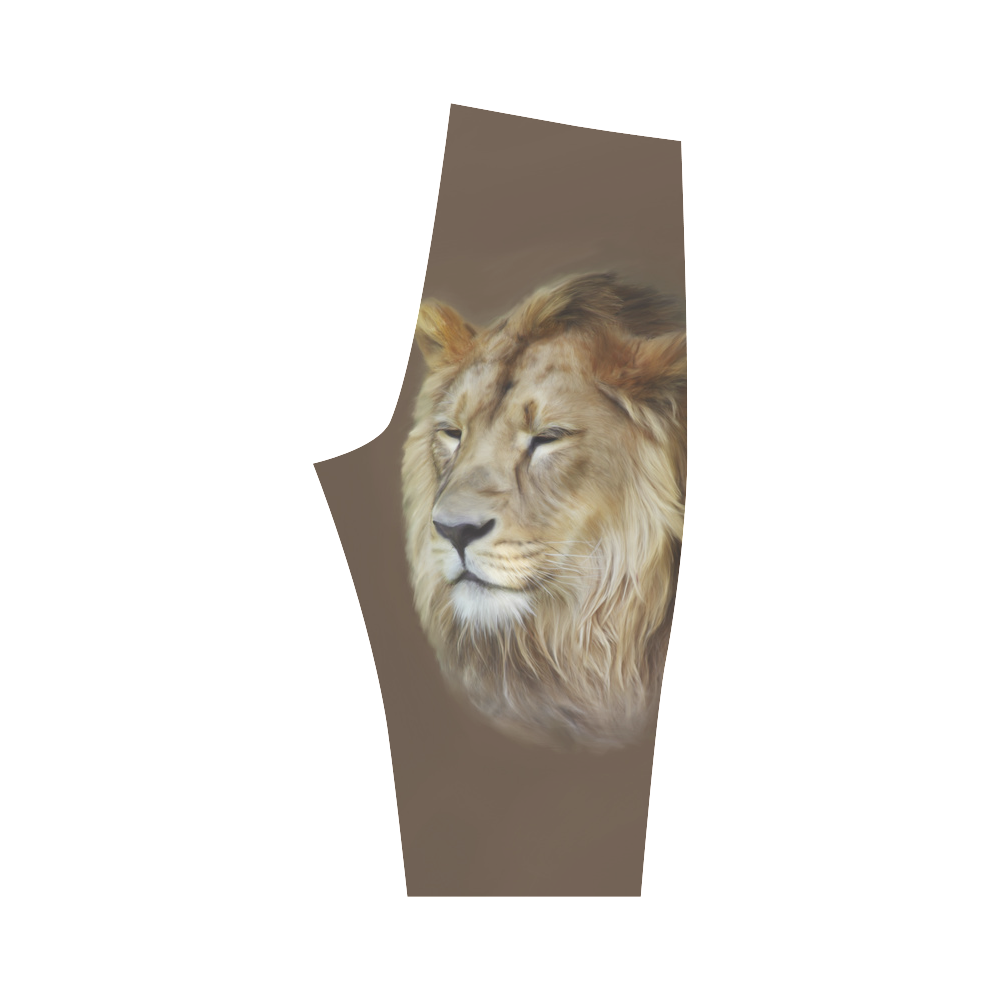 A magnificent painting Lion portrait Hestia Cropped Leggings (Model L03)