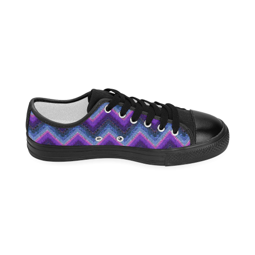 Purple Marble Chevrons Women's Classic Canvas Shoes (Model 018)