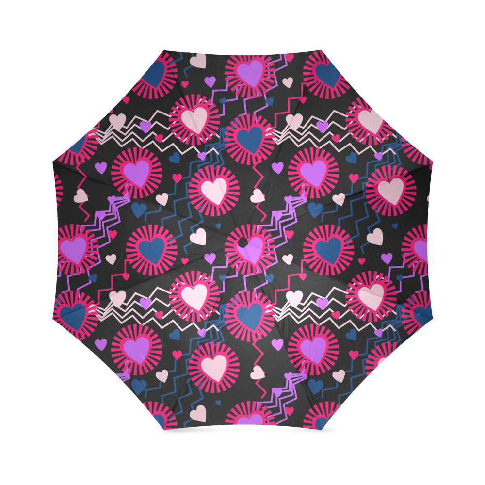 Punk Rock Hearts Foldable Umbrella (Model U01)