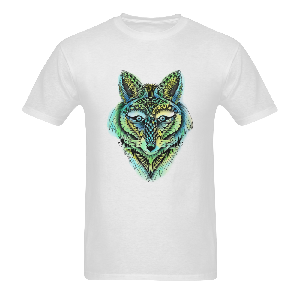 water color ornate foxy wolf head ornate drawing Sunny Men's T- shirt (Model T06)