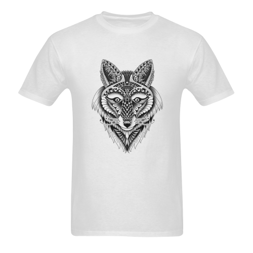 Foxy Wolf ornate animal drawing Sunny Men's T- shirt (Model T06)