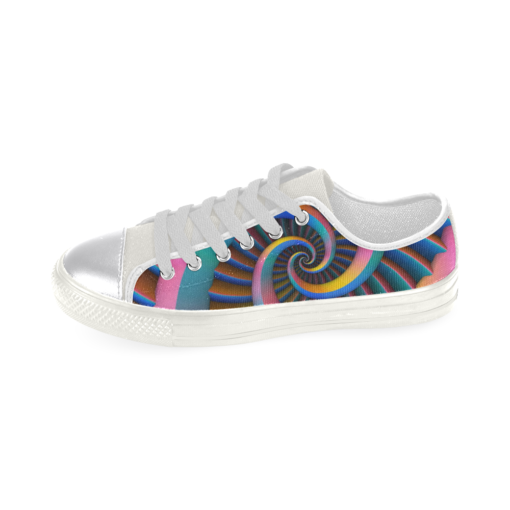 Opposing Spiral Pattern (White Trim) Women's Classic Canvas Shoes (Model 018)