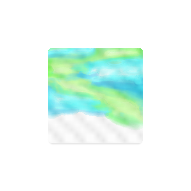 blue green water color abstract art Square Coaster