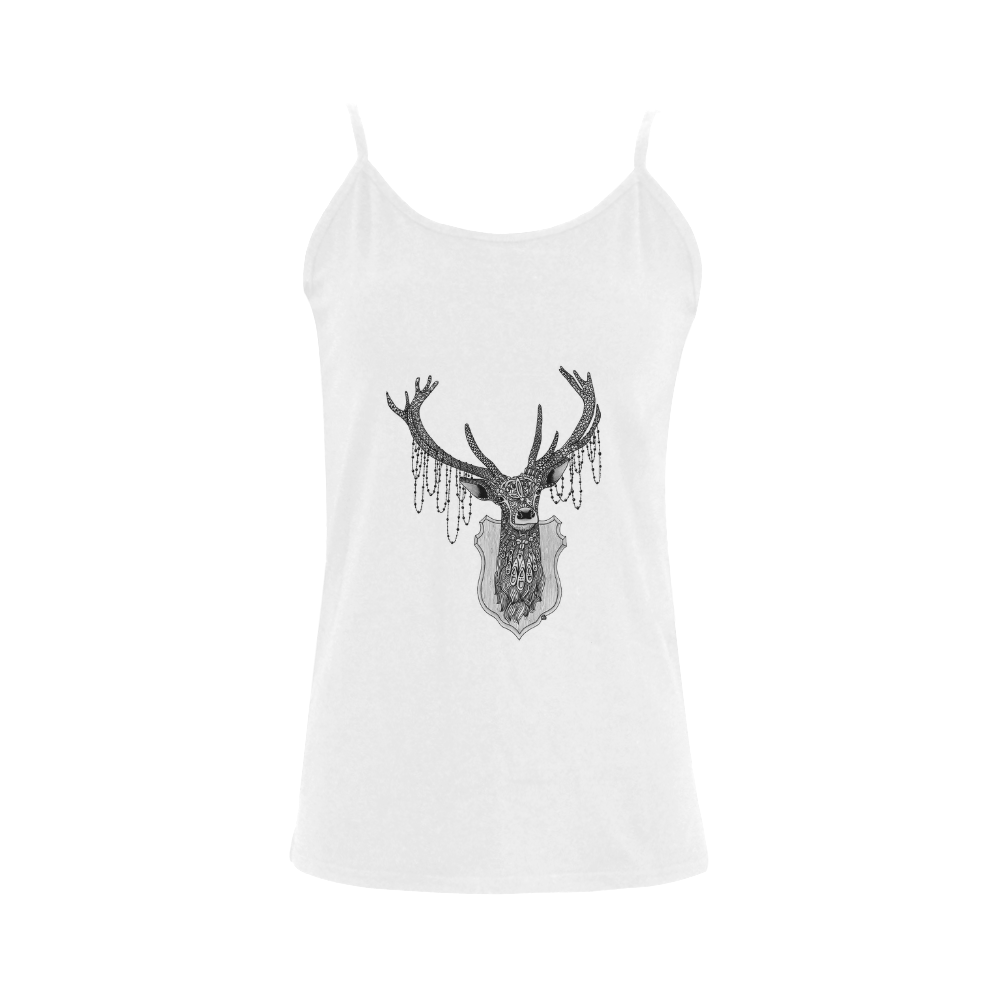 Ornate Deer head drawing - pattern art Women's Spaghetti Top (USA Size) (Model T34)