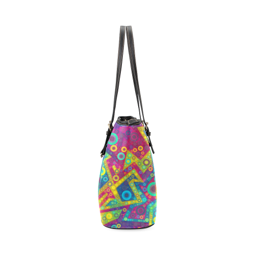 Psychedelic Bubbles Leather Tote Bag/Small (Model 1640)