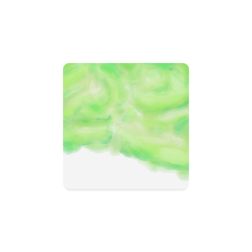 bright green watercolor abstract art Square Coaster
