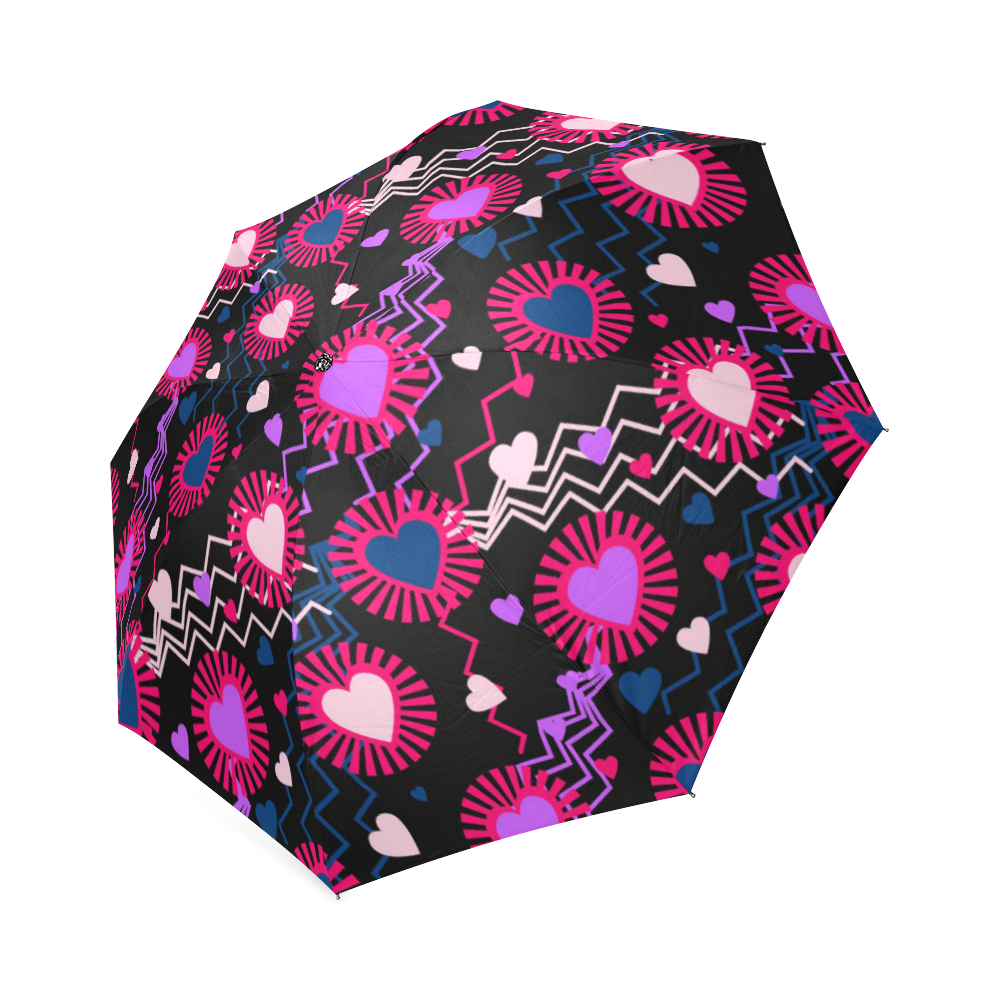 Punk Rock Hearts Foldable Umbrella (Model U01)