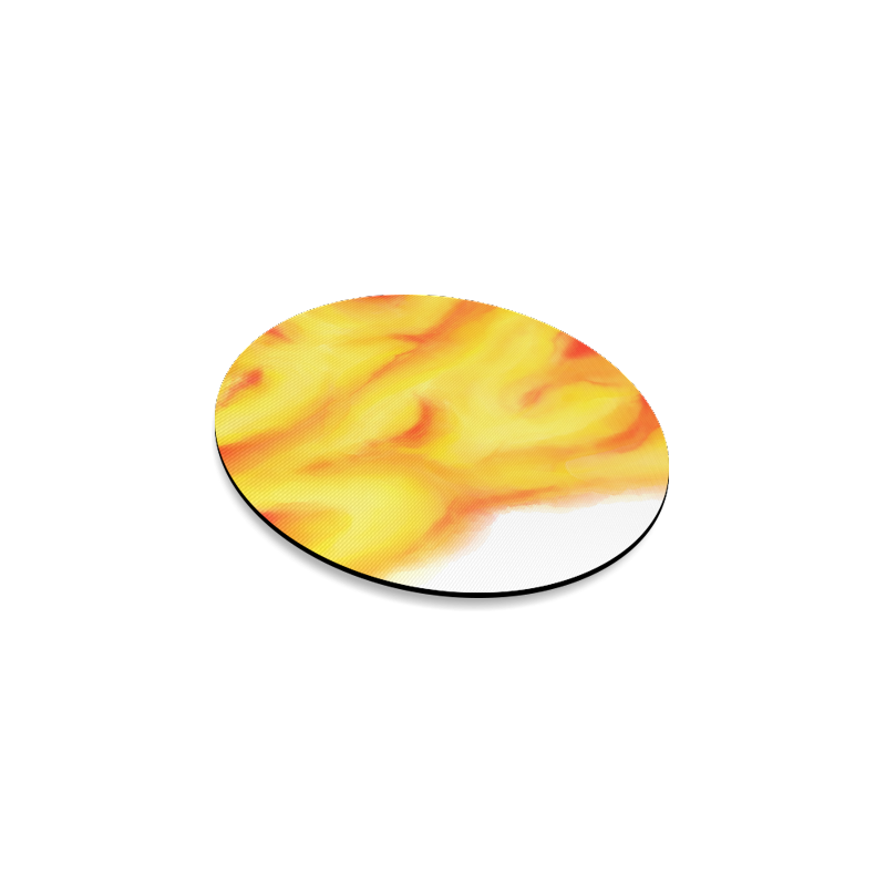 yellow orange red water color abstract art Round Coaster