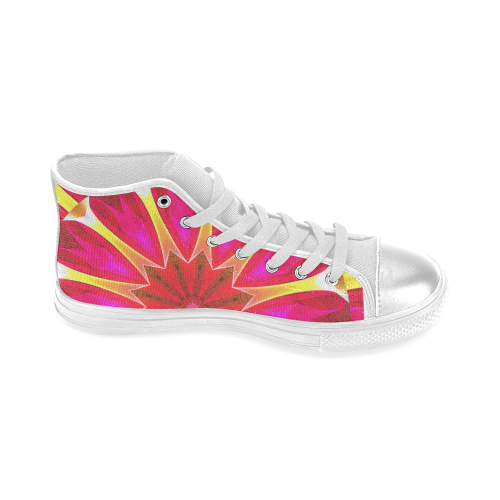 Cherry Daffodil Abstract Modern Pink Flowers Zen Women's Classic High Top Canvas Shoes (Model 017)