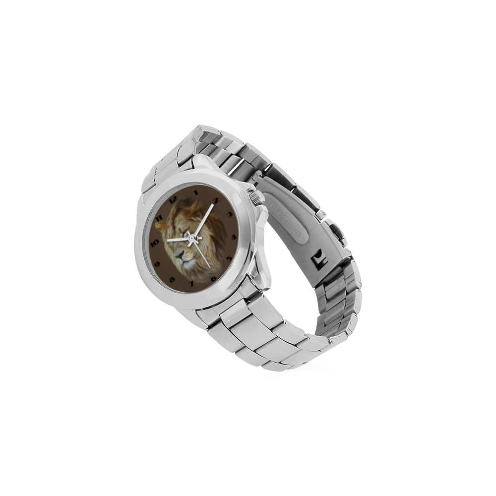 A magnificent painting Lion portrait. Unisex Stainless Steel Watch(Model 103)