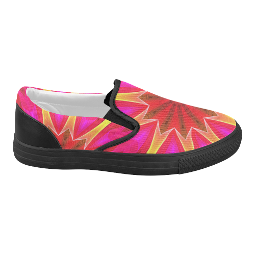 Cherry Daffodil Abstract Modern Pink Flowers Zen Women's Slip-on Canvas Shoes (Model 019)