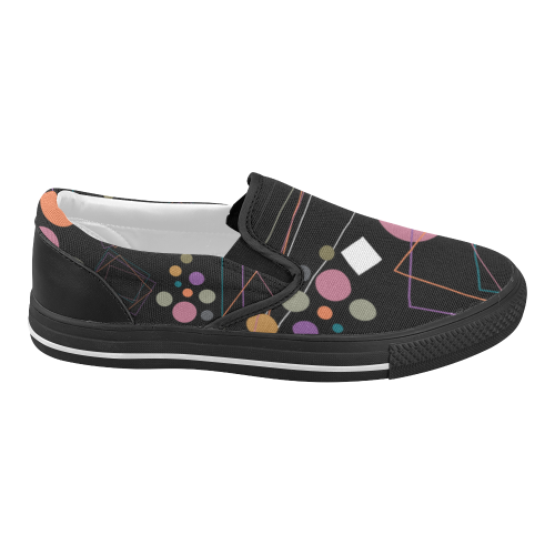 Jumble on Black Women's Slip-on Canvas Shoes (Model 019)