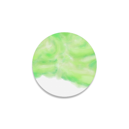 bright green watercolor abstract art Round Coaster