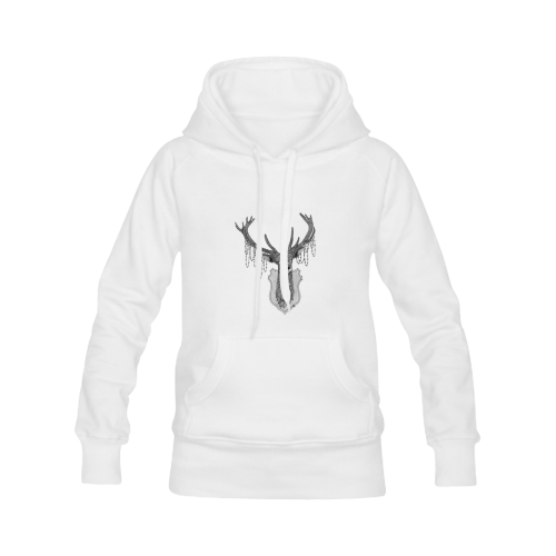 Ornate Deer head drawing - pattern art Men's Classic Hoodies (Model H10)