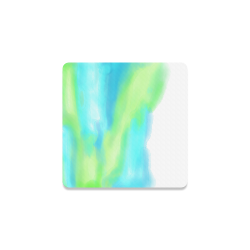 blue green water color abstract art Square Coaster