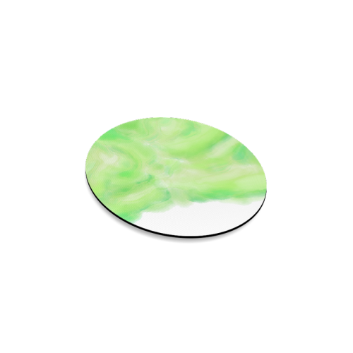 bright green watercolor abstract art Round Coaster