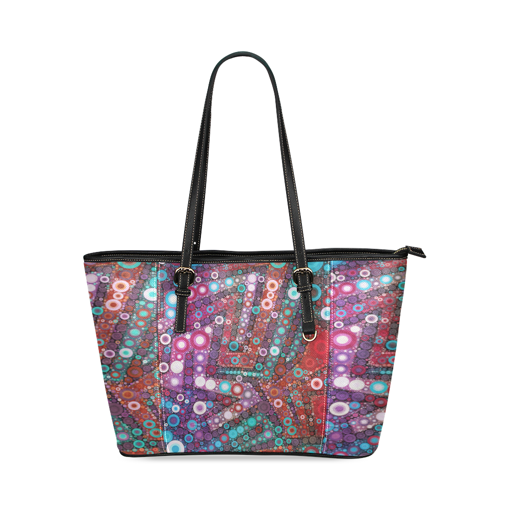 Bubble Maddness Leather Tote Bag/Small (Model 1640)
