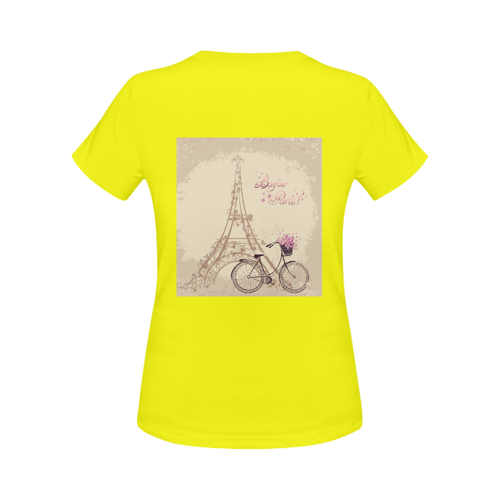 Romantic postcard from Paris. Eiffel Tower and bic Women's Classic T-Shirt (Model T17）