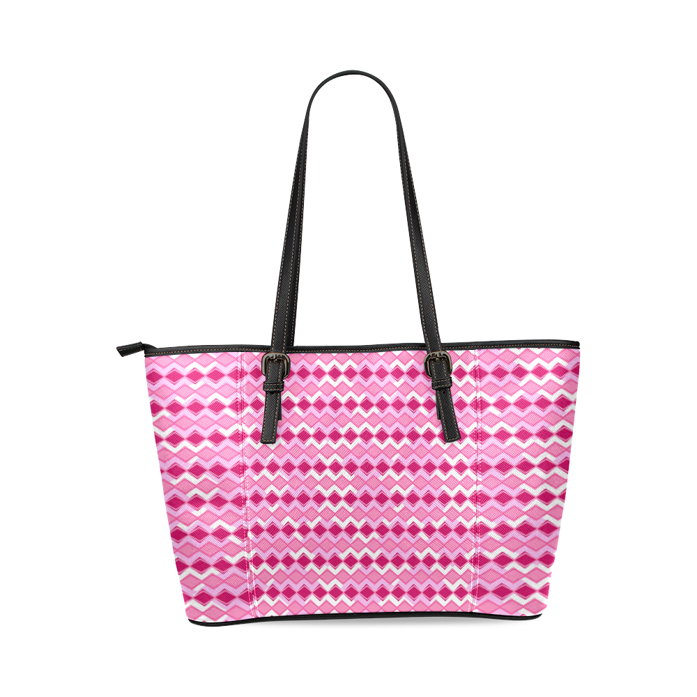 Pink Diamonds Leather Tote Bag/Small (Model 1640)