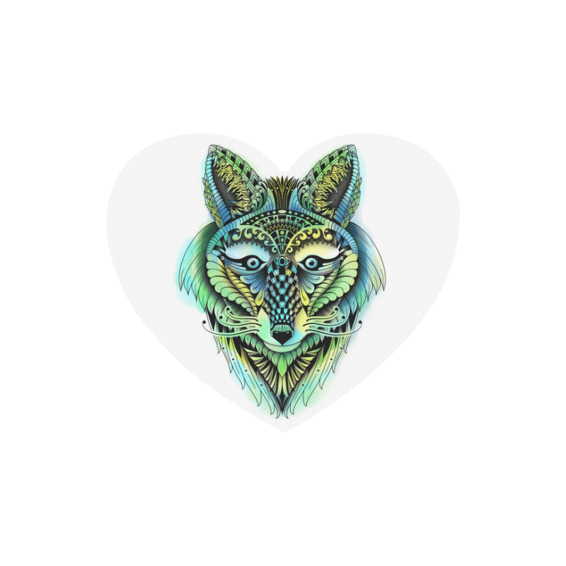 water color ornate foxy wolf head ornate drawing Heart-shaped Mousepad
