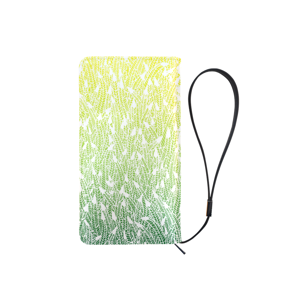 yellow green ombre feathers pattern white Men's Clutch Purse （Model 1638）