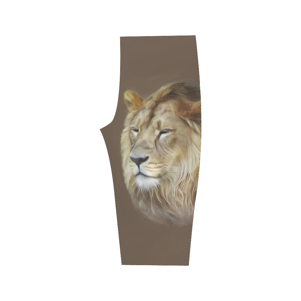A magnificent painting Lion portrait Hestia Cropped Leggings (Model L03)