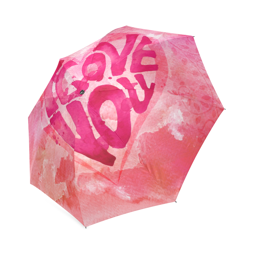 I Love You Watercolor Foldable Umbrella (Model U01)