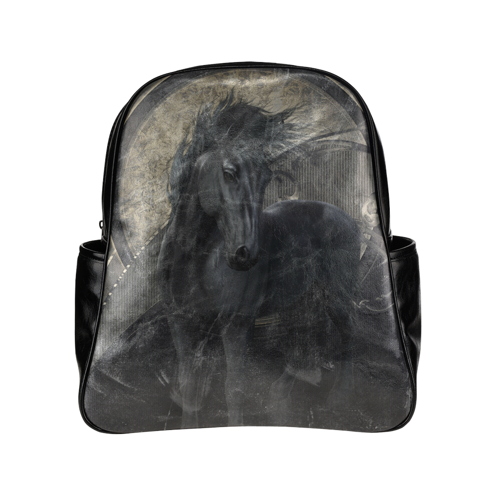 Gothic Friesian Horse Multi-Pockets Backpack (Model 1636)