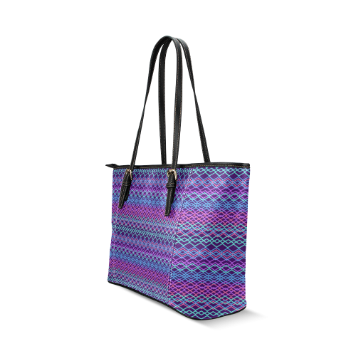 Purple Pattern Leather Tote Bag/Small (Model 1640)