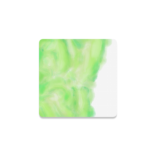 bright green watercolor abstract art Square Coaster
