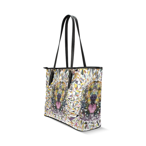 rainbow dog Leather Tote Bag/Large (Model 1640)