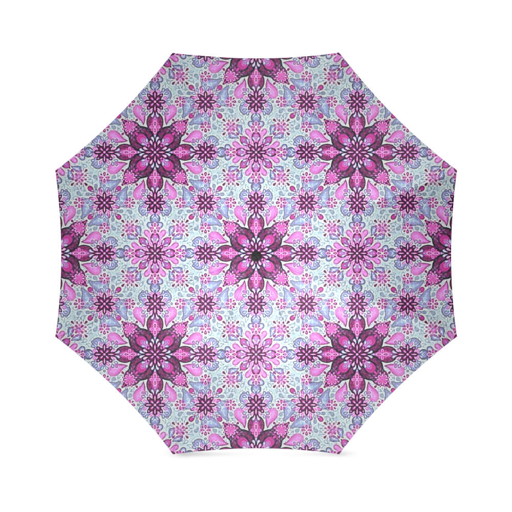 Pink Floral Pattern Foldable Umbrella (Model U01)