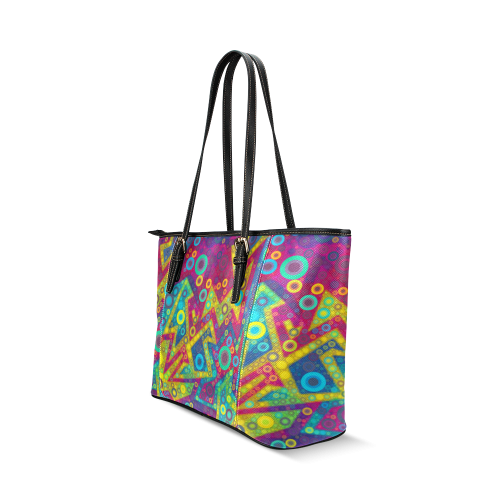 Psychedelic Bubbles Leather Tote Bag/Small (Model 1640)