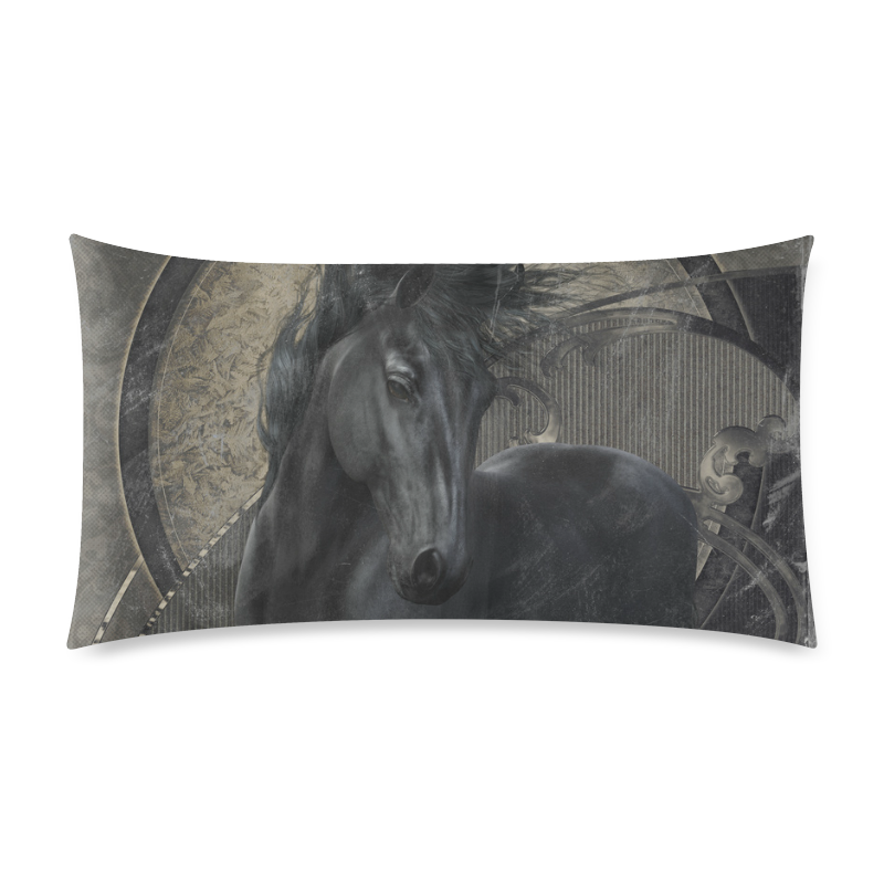 Gothic Friesian Horse Custom Rectangle Pillow Case 20"x36" (one side)