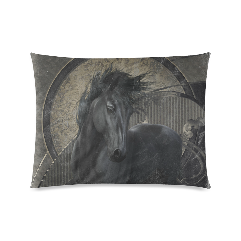 Gothic Friesian Horse Custom Zippered Pillow Case 20"x26"(Twin Sides)