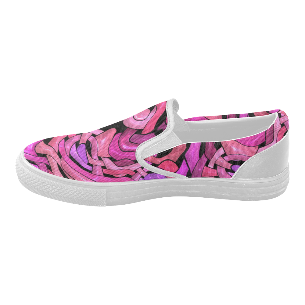 intricate emotions,hot pink Women's Slip-on Canvas Shoes (Model 019)