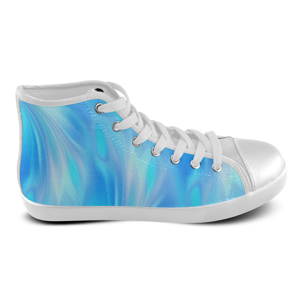 Blue waves Women's High Top Canvas Shoes (Model 002) | ID: D175512
