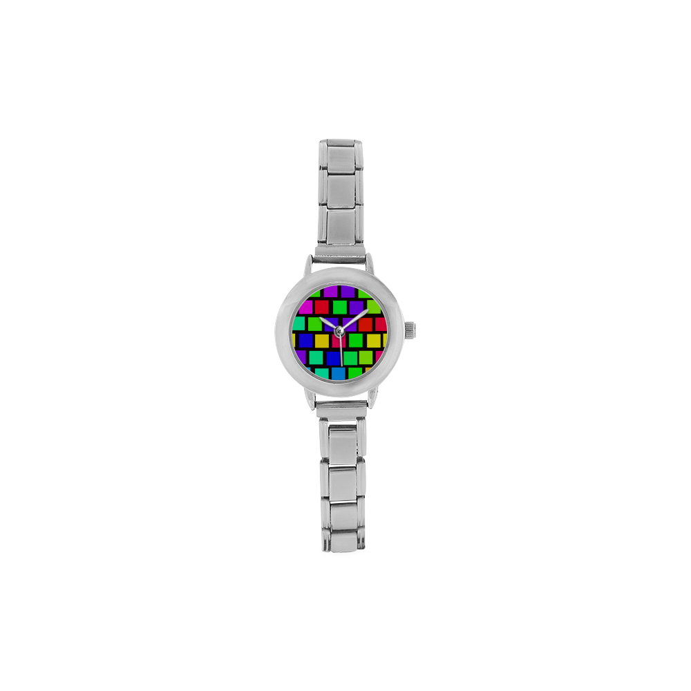 colorful checkered Women's Italian Charm Watch(Model 107)