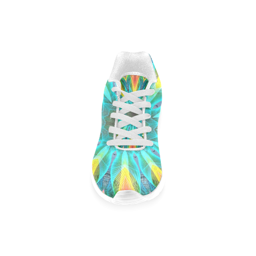 Aqua Gold Joy to the World Flowers, Zen Rainbow Men’s Running Shoes (Model 020)