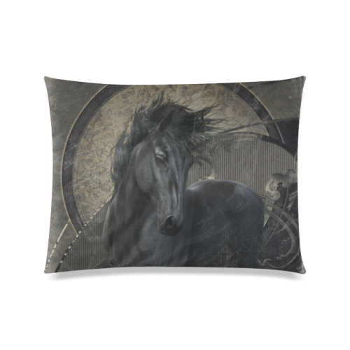 Gothic Friesian Horse Custom Zippered Pillow Case 20"x26"(Twin Sides)