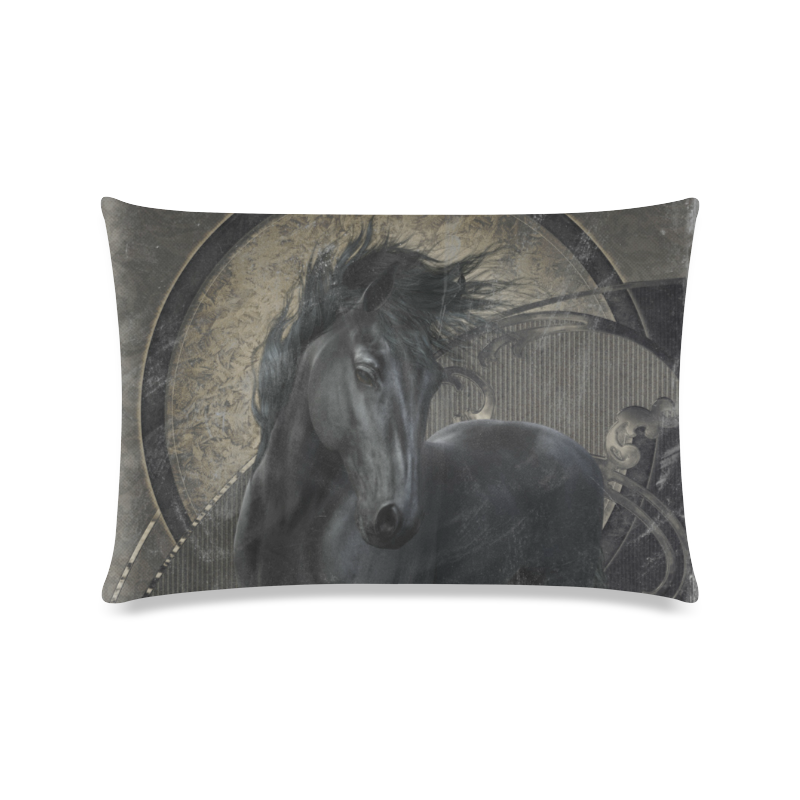 Gothic Friesian Horse Custom Zippered Pillow Case 16"x24"(Twin Sides)