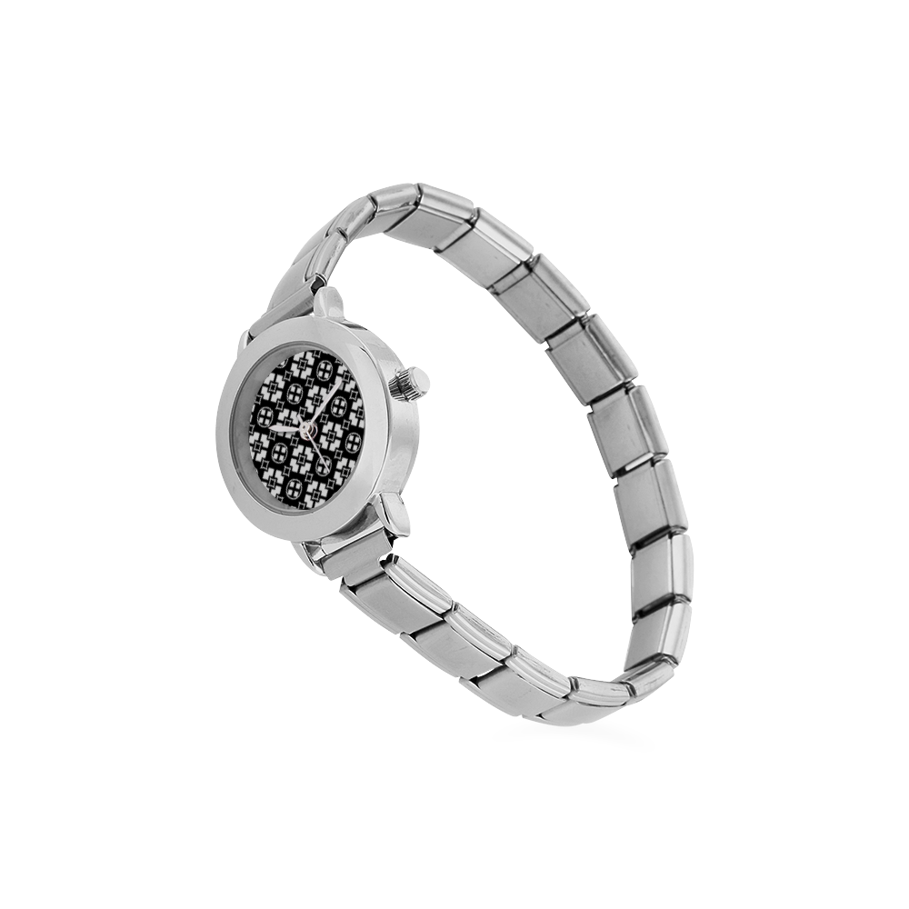 black and white Pattern 3416 Women's Italian Charm Watch(Model 107)