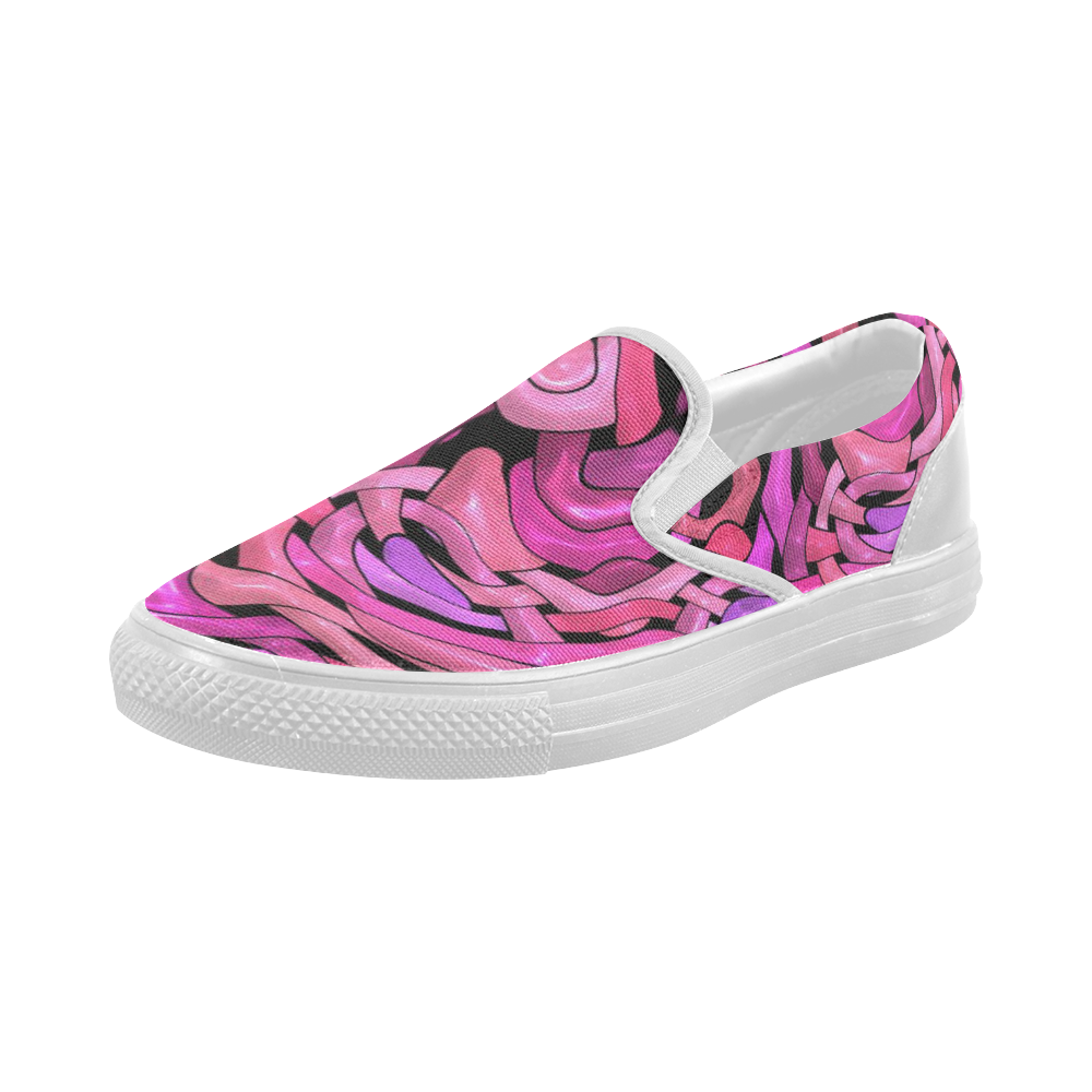 intricate emotions,hot pink Women's Slip-on Canvas Shoes (Model 019)