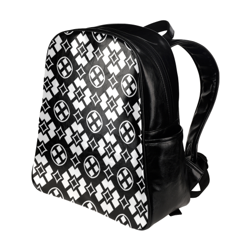 black and white Pattern 3416 Multi-Pockets Backpack (Model 1636)