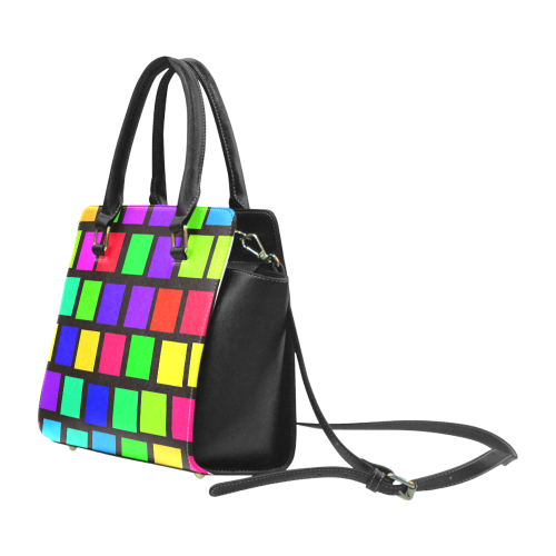 colorful checkered Rivet Shoulder Handbag (Model 1645)