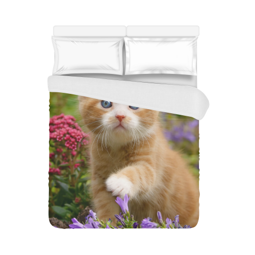 Cute Ginger Kitten Funny Baby Pet Animal in a Garden Photo for Cat Lovers Duvet Cover 86"x70" ( All-over-print)