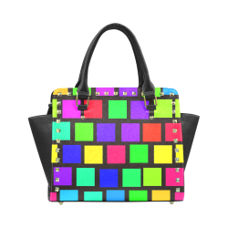 colorful checkered Rivet Shoulder Handbag (Model 1645)