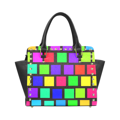 colorful checkered Rivet Shoulder Handbag (Model 1645)
