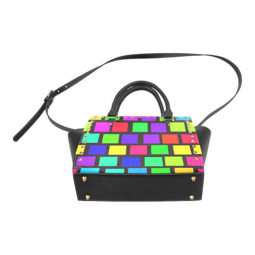 colorful checkered Rivet Shoulder Handbag (Model 1645)