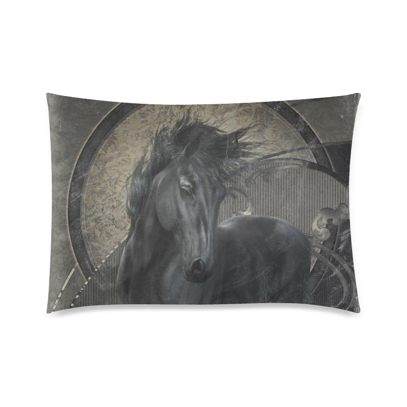 Gothic Friesian Horse Custom Zippered Pillow Case 20"x30"(Twin Sides)